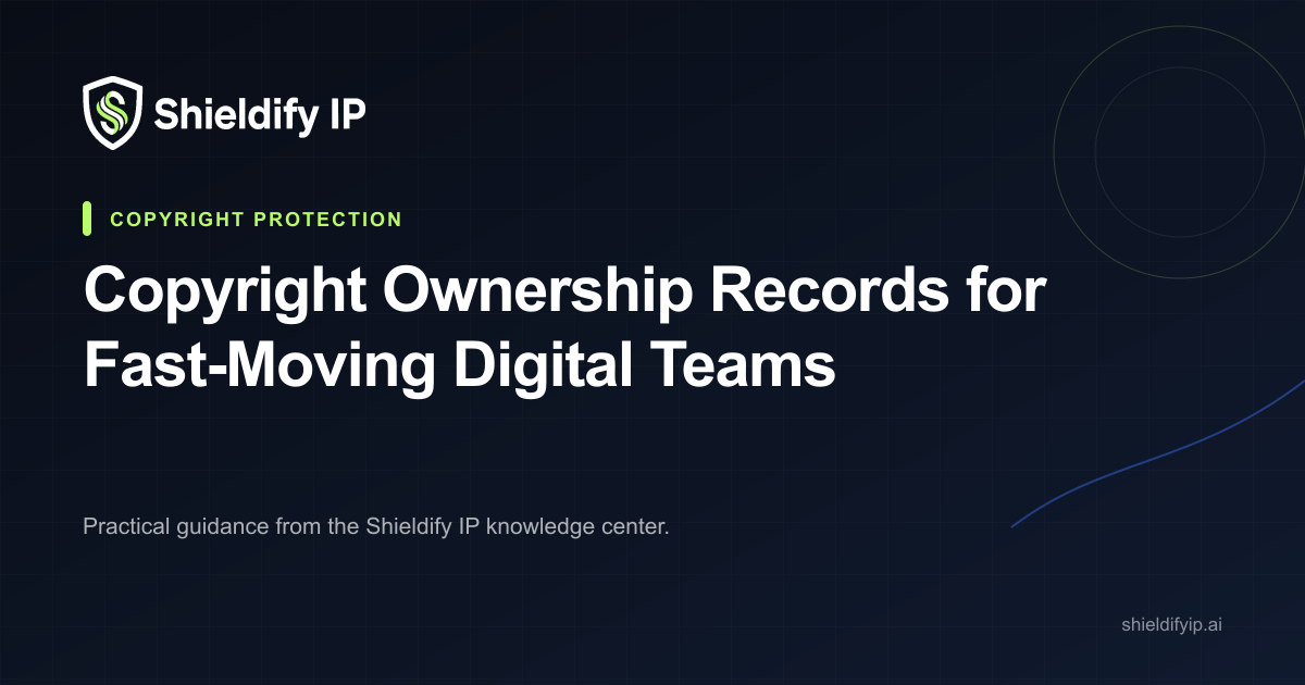 Copyright ownership records for a digital content team