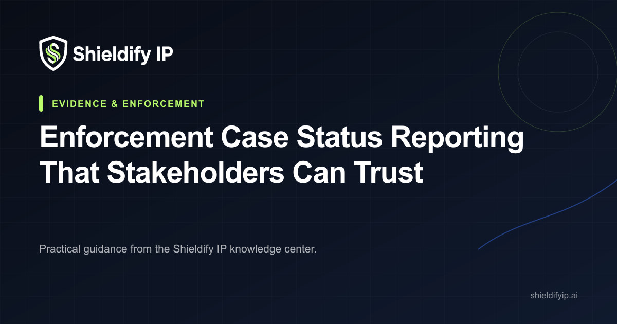 IP enforcement case status reporting dashboard framework
