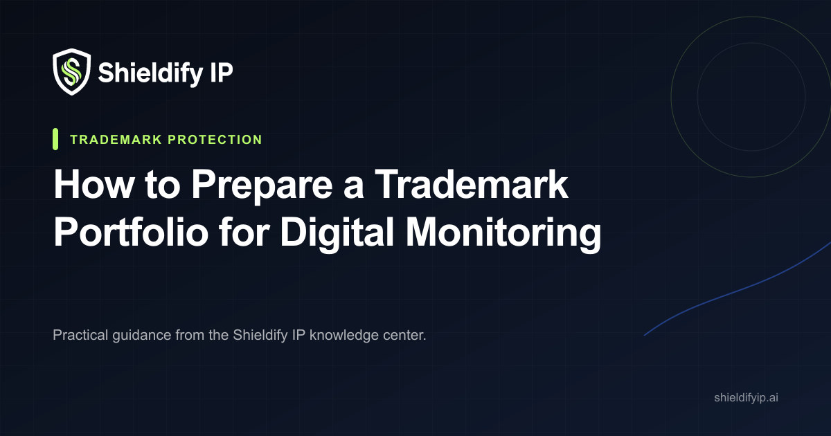 Trademark portfolio organized for digital monitoring