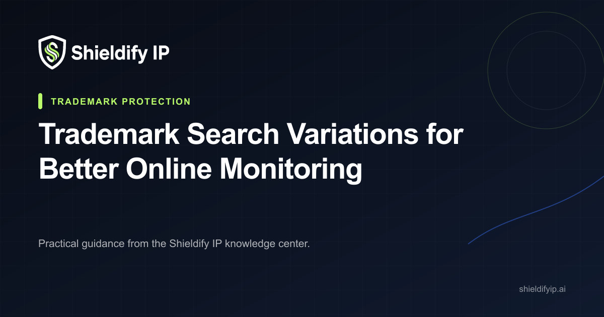 Trademark search variations organized into monitoring rules